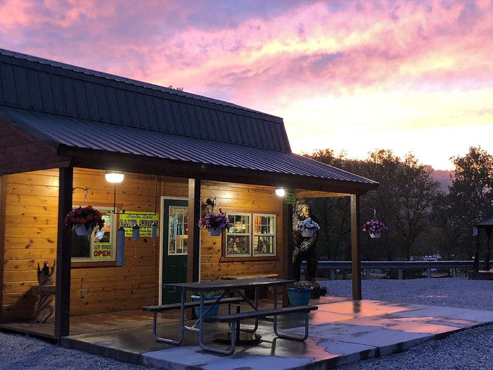 camp store at sunset