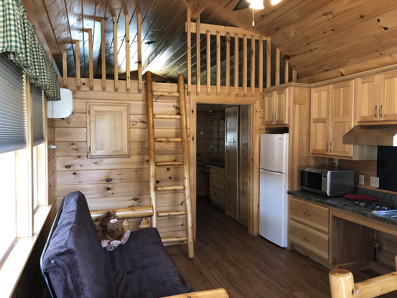 great blue heron cabin living area