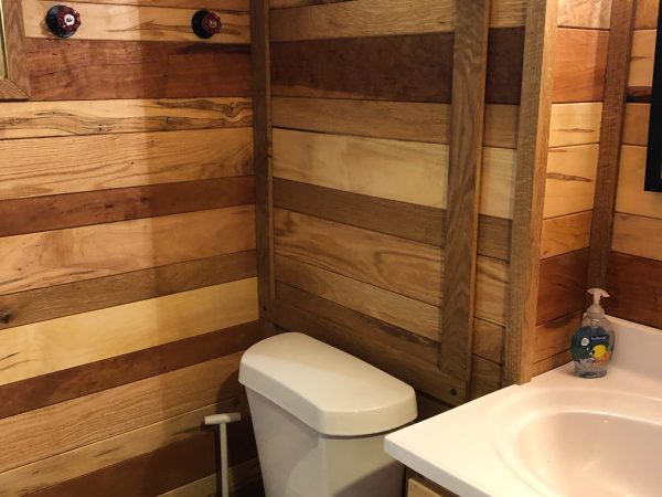 bathroom in pond cabin