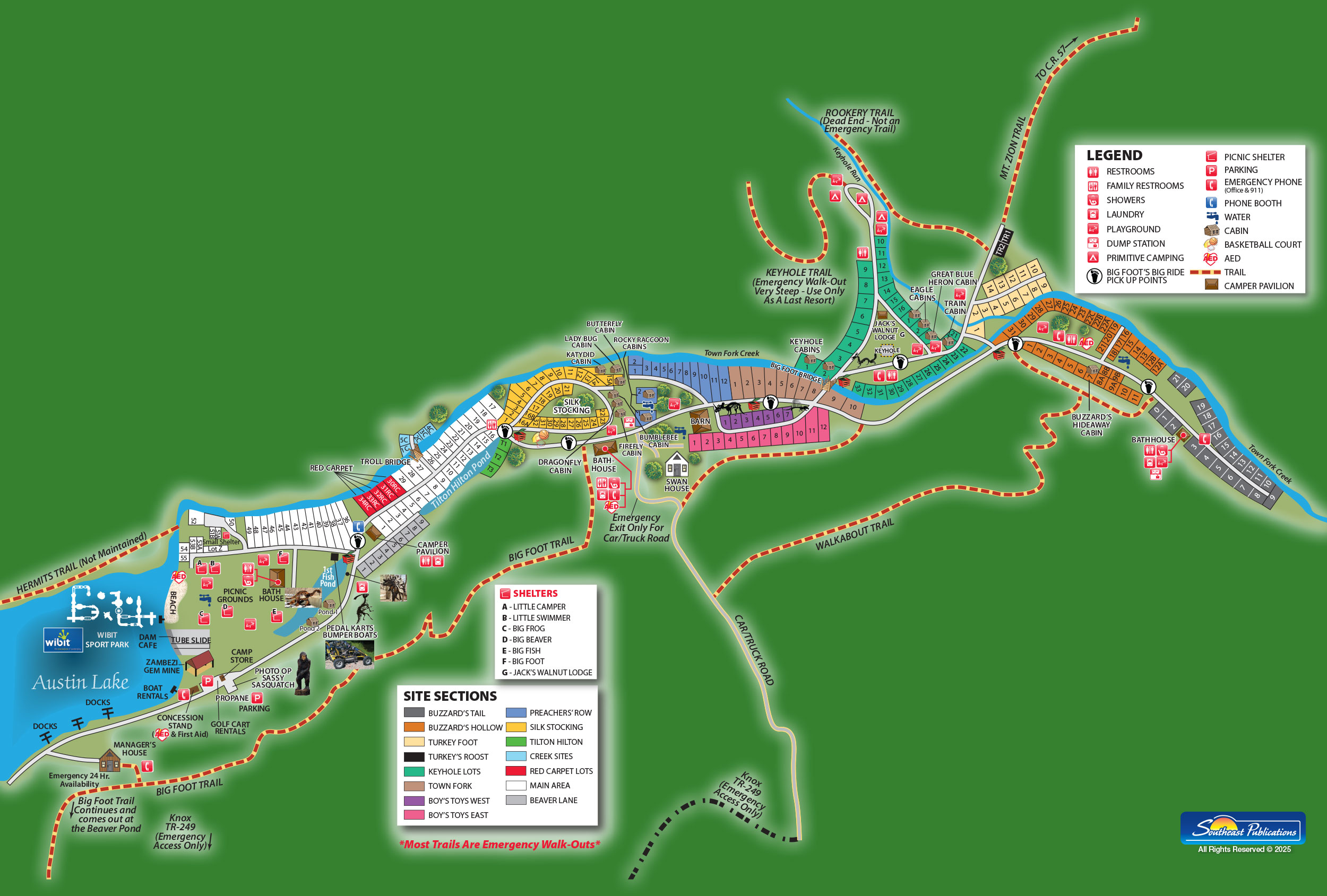 Campground map for Austin Lake RV Park & Cabins in Toronto OH